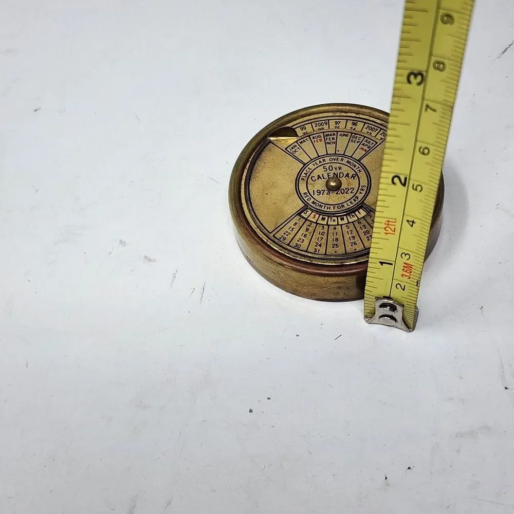 50 Year Perpetual Calendar 1973-2022‎ Brass Paperweight Vintage Desk Decor